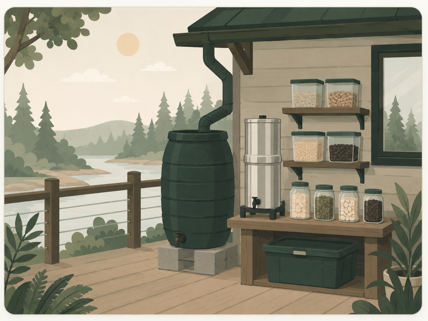 Illustration of food storage and water-system equipment