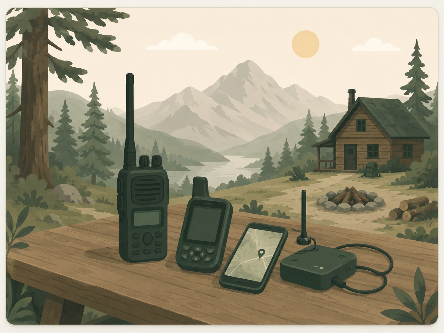 Illustration of off-grid communication devices